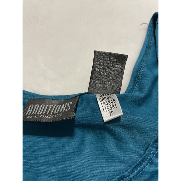 Chicos Additions Size 0 Tank Top Shell Blouse Turquoise Nylon Spandex Sleeveless - Picture 4 of 5